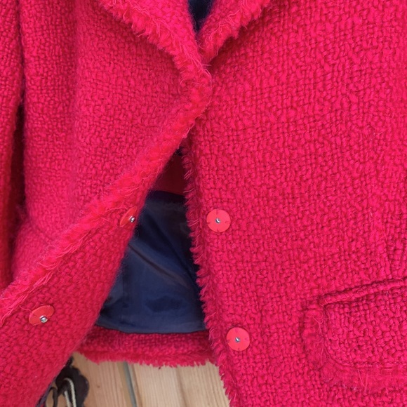 Boden Hot Pink Neon Boucle Tweed Chanel Fantasy Look Jacket Fringe Trim Chic 💕 - Picture 9 of 16